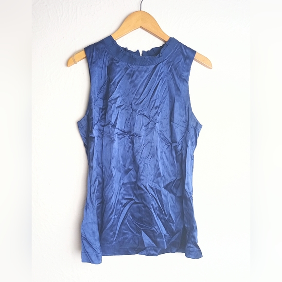 Ann Taylor Silk Blend Blue Sleeveless Blouse Top Size M - Picture 1 of 6
